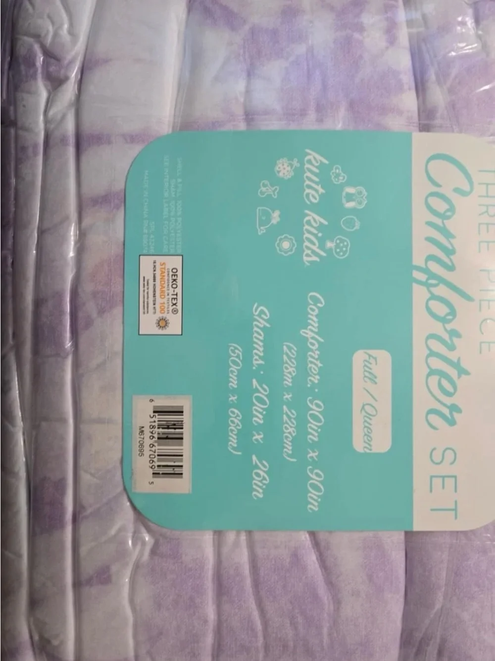Kute Kids Full/Queen Comforter Set - Lavender Tie-Dye